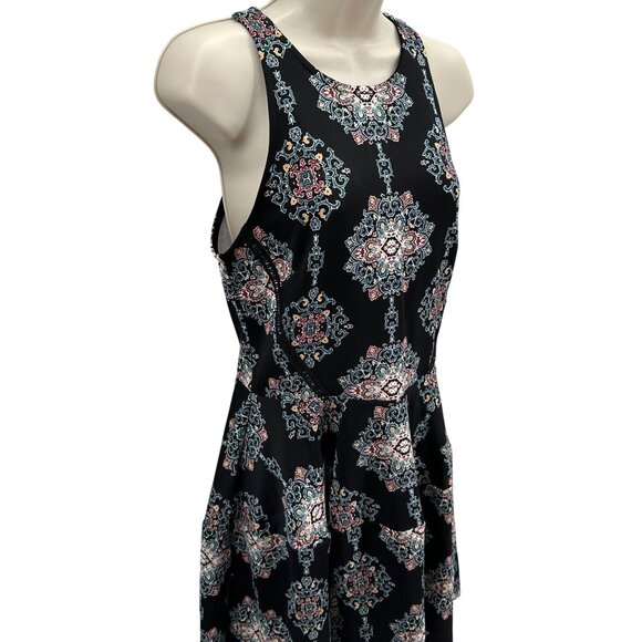 Mossimo Womens Black Medallion Print Back Zipper Fit & Flare Dress Size S - Picture 2 of 9